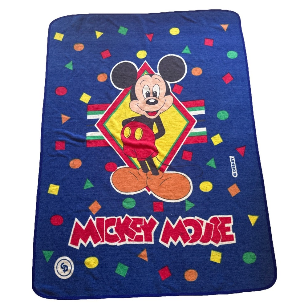 VTG Mickey Mouse Throw Blanket Bedspread 90s Disney Classic Biederlack? 80x60" - Picture 3 of 4
